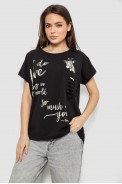 Футболка женская с принтом, цвет черный, 244R3011 оптом - фото № 0