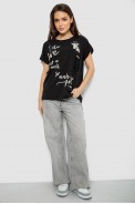 Футболка женская с принтом, цвет черный, 244R3011 оптом - фото № 1