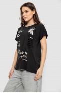Футболка женская с принтом, цвет черный, 244R3011 оптом - фото № 2