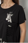 Футболка женская с принтом, цвет черный, 244R3011 оптом - фото № 4