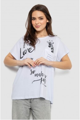 Футболка жіноча з принтом, колір білий, 244R3011