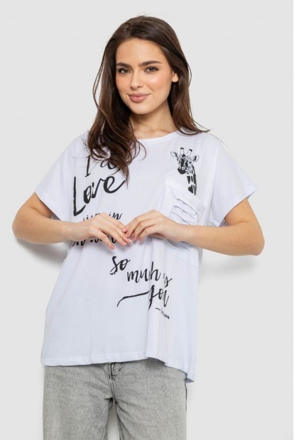 Футболка жіноча з принтом, колір білий, 244R3011