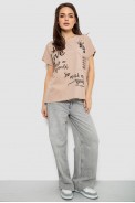 Футболка жіноча з принтом, колір бежевий, 244R3011 - фото № 1