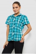 Сорочка жіноча в клітку, колір бірюзовий, 230R061-11 - фото № 2