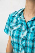 Сорочка жіноча в клітку, колір бірюзовий, 230R061-11 - фото № 4