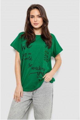 Футболка жіноча з принтом, колір зелений, 244R3011