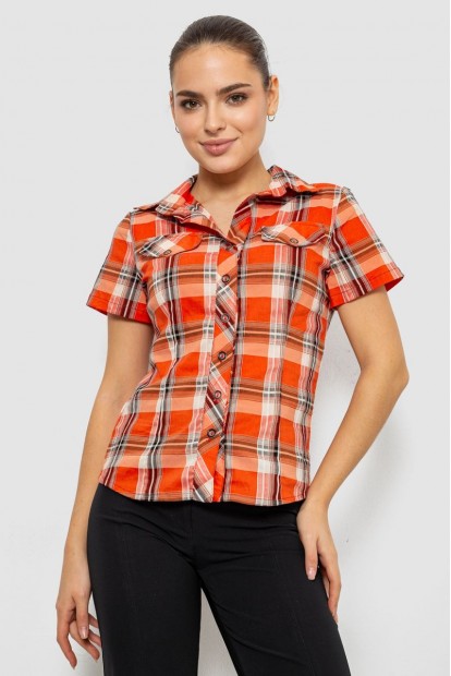 Рубашка женская в клетку, цвет оранжевый, 230R061-11