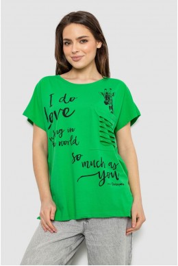 Футболка жіноча з принтом, колір салатовий, 244R3011