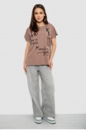 Футболка жіноча з принтом, колір мокко, 244R3011 оптом - фото № 1