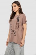 Футболка жіноча з принтом, колір мокко, 244R3011 оптом - фото № 2