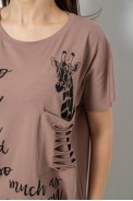Футболка жіноча з принтом, колір мокко, 244R3011 оптом - фото № 4