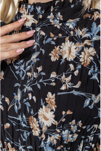 Купить Платье свободного кроя с цветочным принтом, цвет черно-бежевый, 204R201 - Фото №5