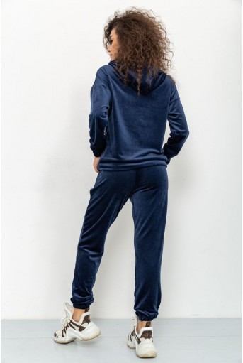 Купити Спорт костюм жіночий велюровий, колір темно-синій, 177R022 - Фото №4