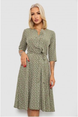 Платье софт с принтом, цвет оливковый, 230R1011-5