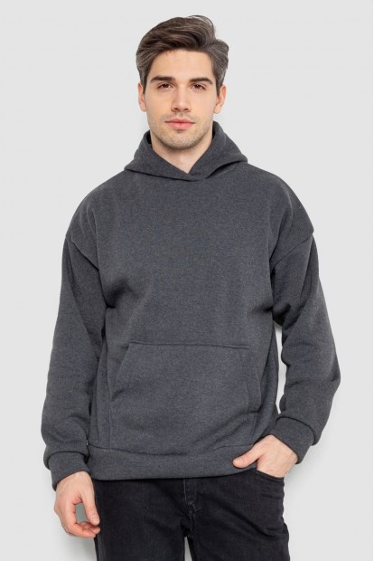 Худи мужской на флисе однотонный  -уценка, цвет грифельный, 177R058-U