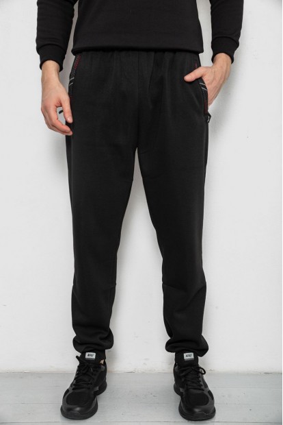 Спортивные штаны мужские на флисе, цвет черный, 244R41748