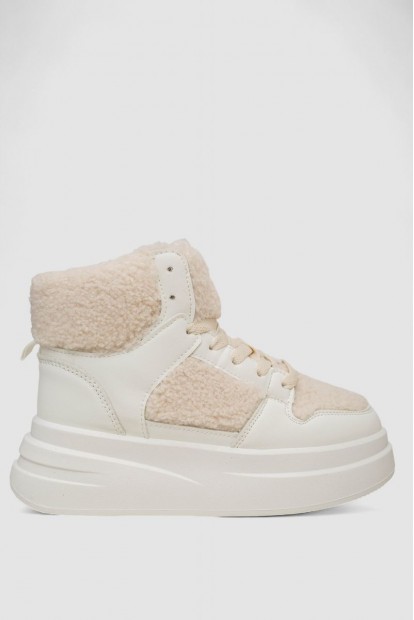 Кросівки жіночі зимові на хутрі хайтопи, колір білий, 248RLM30