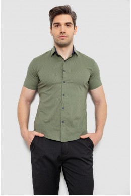 Рубашка мужская с принтом, цвет оливковый, 186R7338