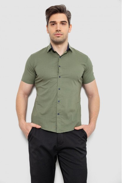 Рубашка мужская с принтом, цвет оливковый, 186R7338