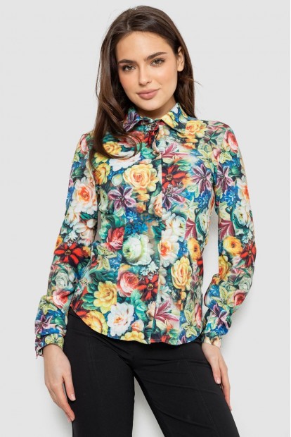 Сорочка з квітковим принтом, колір зелений, 230R225