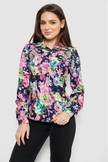 Сорочка з квітковим принтом, колір синій, 230R225