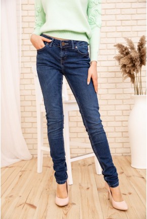 Зауженные женские джинсы со средней посадкой цвет Синий 171R010