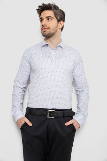 Рубашка мужская однотонная с принтом, цвет белый, 186R2081