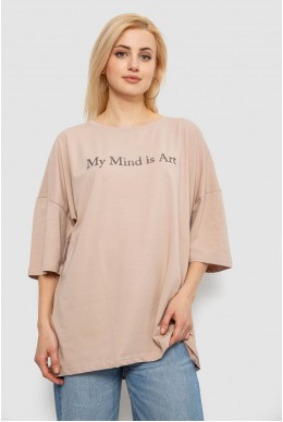 Футболка женская с принтом, цвет бежевый, 244R3015