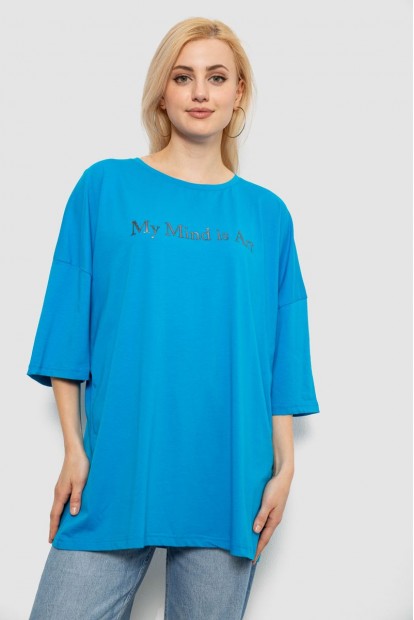 Футболка женская с принтом, цвет бирюзовый, 244R3015