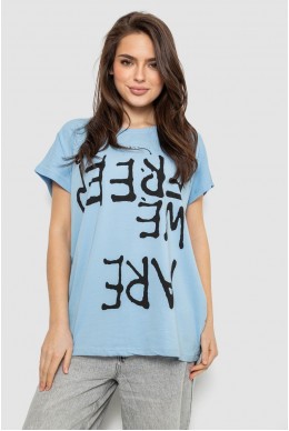 Футболка женская с принтом, цвет голубой, 244R3003