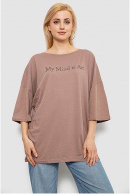 Футболка женская с принтом, цвет мокко, 244R3015