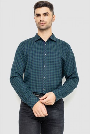 Рубашка мужская в клетку байковая, цвет зелено-синий, 214R16-33-164