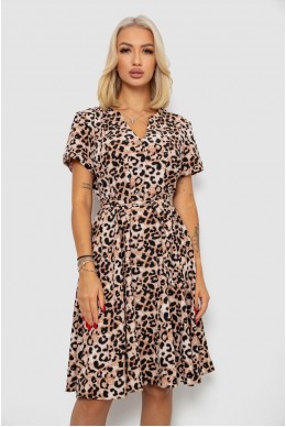 Платье софт с принтом, цвет бежево-черный, 230R0032-4