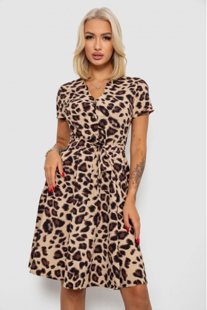 Сукня софт з принтом, колір темно-бежевий, 230R0032-4