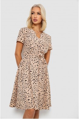 Сукня софт з принтом, колір бежевий, 230R0032-4