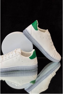 Кеды мужские, цвет бело-зеленый, 248RR224