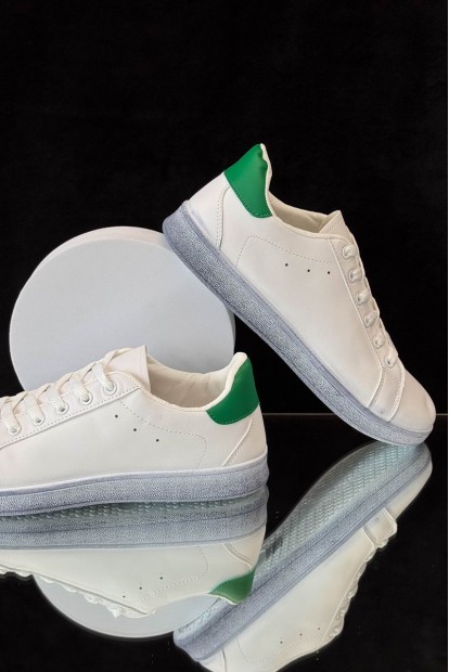 Кеды мужские, цвет бело-зеленый, 248RR224