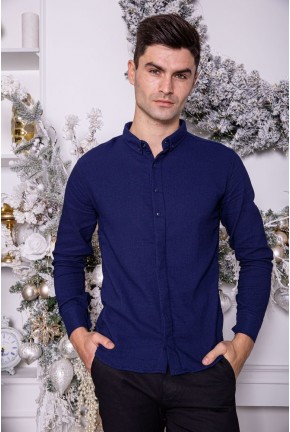 Рубашка мужская однотонная, цвет темно-синий, AG-0010257