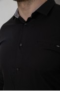 Сорочка чоловіча однотонна, колір чорний, 186R2072 - фото № 4