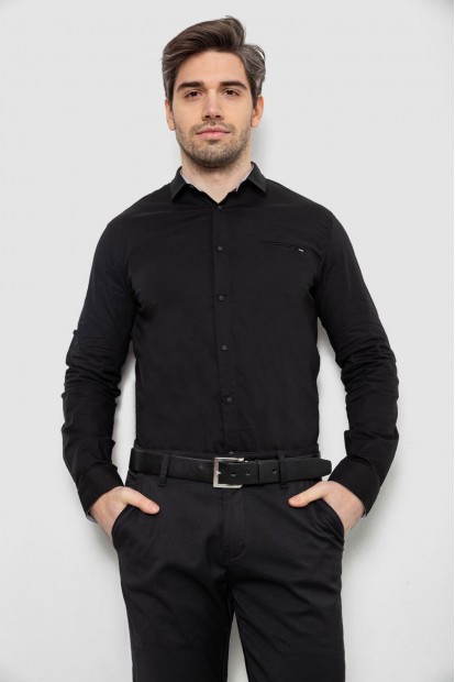 Рубашка мужская однотонная, цвет черный, 186R2072