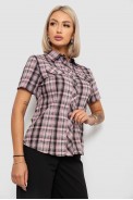 Рубашка женская в клетку  -уценка, цвет пудровый, 230R065-U-18 оптом - фото № 2