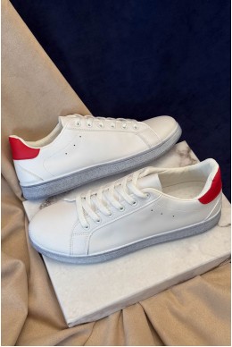 Кеды мужские, цвет бело-красный, 248RR224