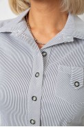 Сорочка класична в смужку, колір сіро-білий, 230R645-1 - фото № 4