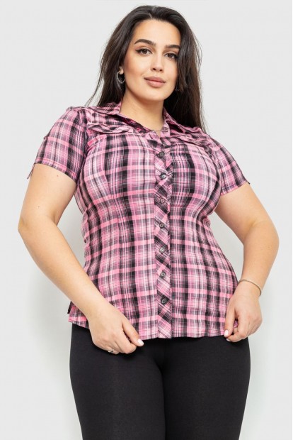 Сорочка жіноча в клітинку  -уцінка, колір рожево-сірий, 230R065-U-21