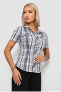 Сорочка жіноча в клітинку  -уцінка, колір біло-чорний, 230R065-U-22 - фото № 2