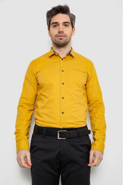Рубашка мужская однотонная, цвет горчичный, 186R2072