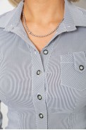 Сорочка класична в смужку, колір сірий, 230R645-1 - фото № 4