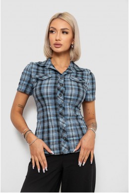Сорочка жіноча в клітинку  -уцінка, колір синій, 230R065-U-19