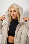 Куртка жіноча зимова, колір світло-бежевий, 244R5618 оптом - фото № 4