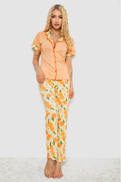 Жіноча піжама з принтом  -уцінка, колір помаранчевий, 243R7136-U-1